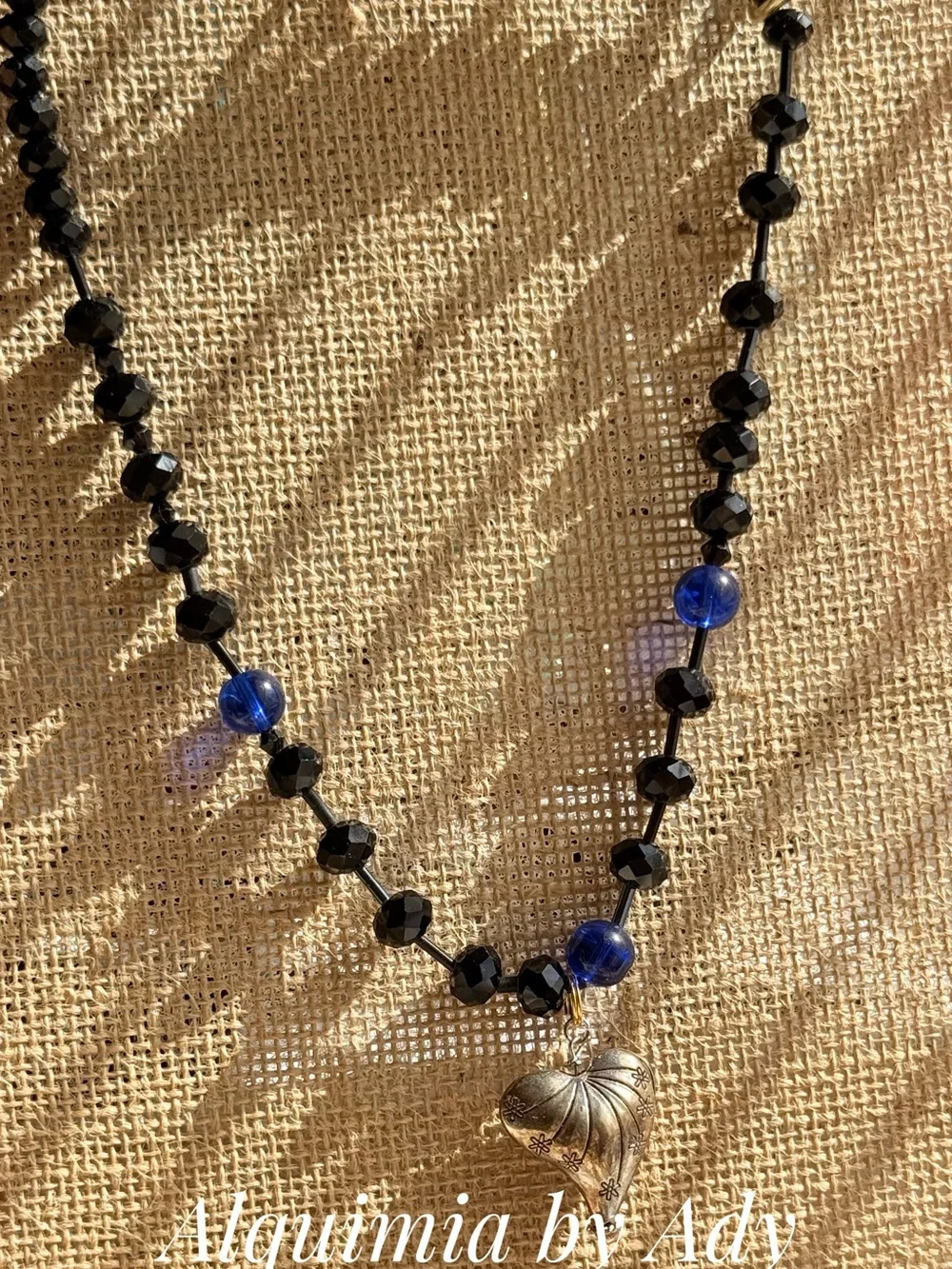 HIGH SUMMER + Black Faceted & Textured Beaded Necklace onyx